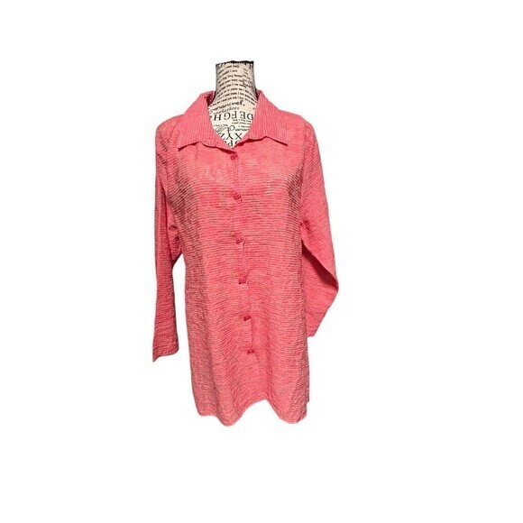 Habitat Women’s Long Sleeves hot pink button down shirt size Large Boho‎… - Picture 1 of 5